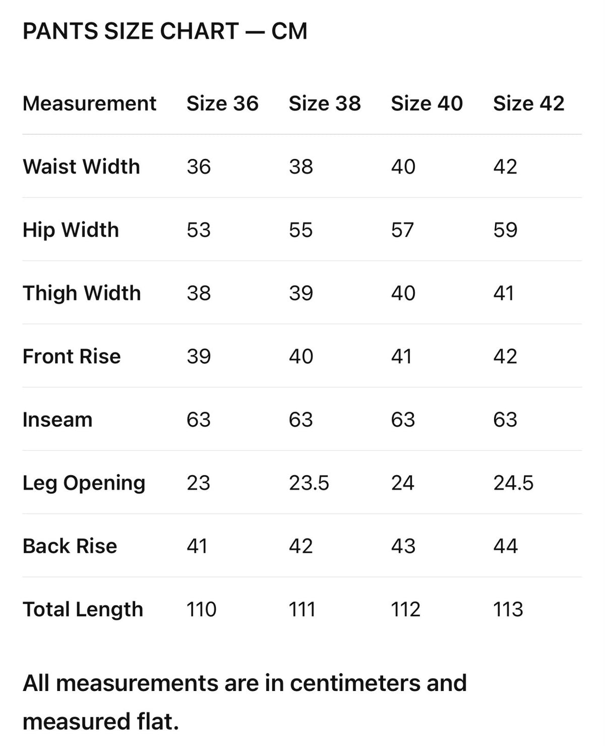 Size Chart
