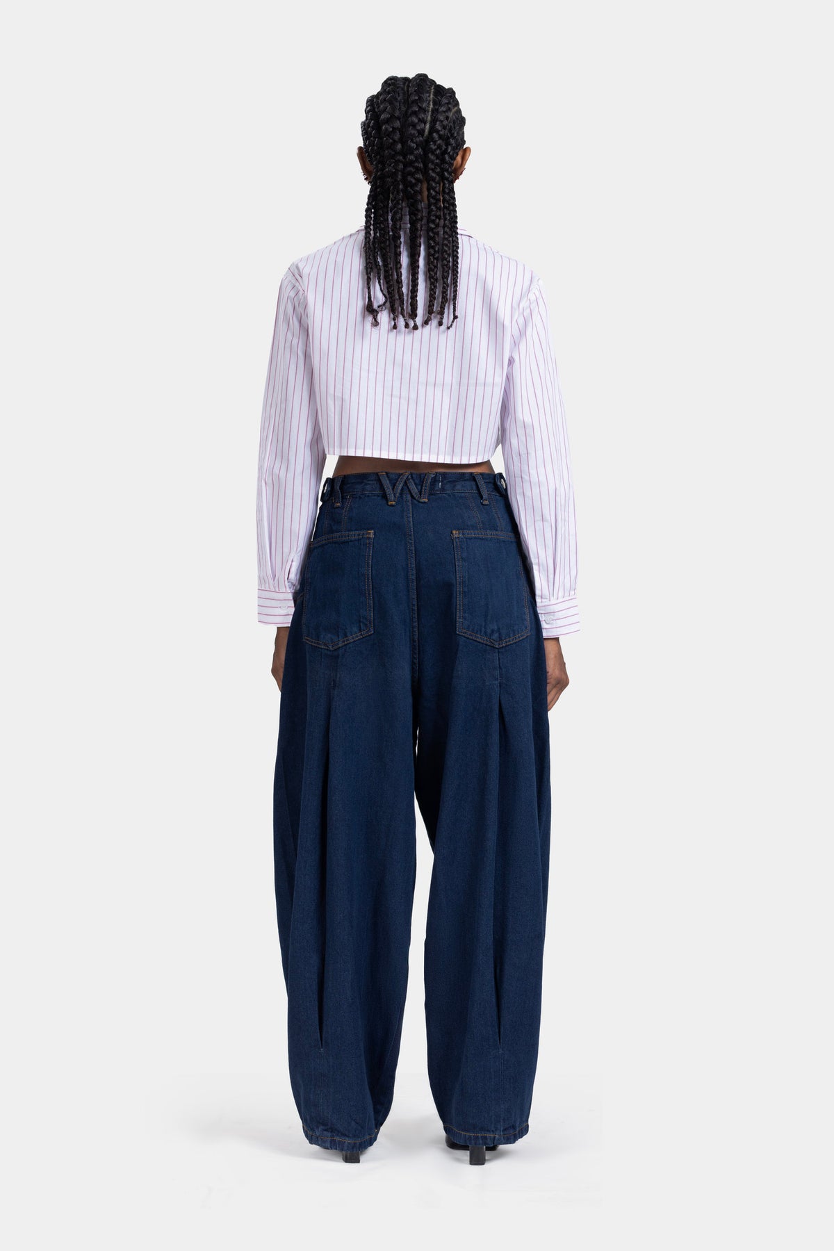 Break the Line Cropped Shirt — Pink Stripe