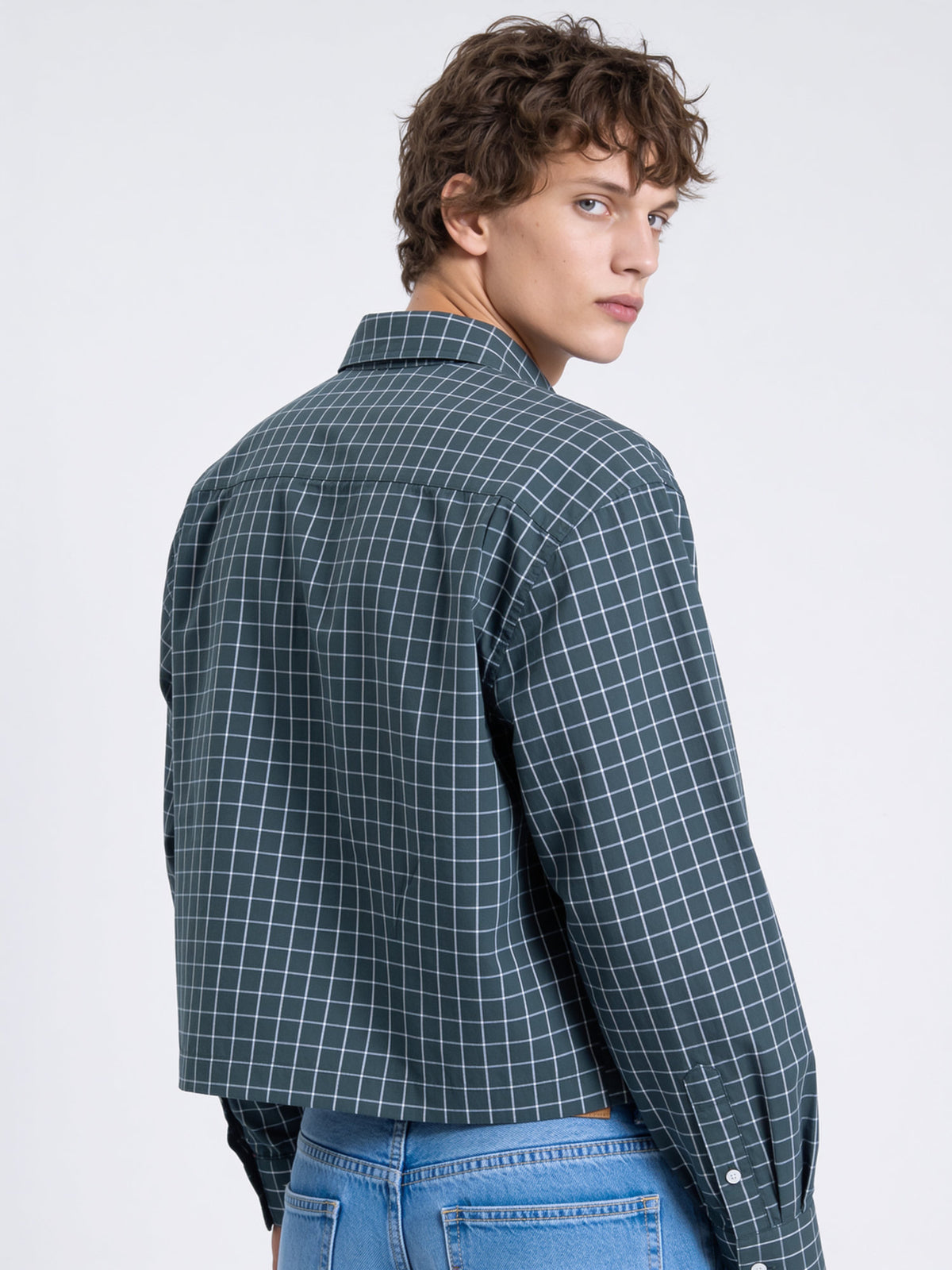 Off-Grid Cropped Shirt — Charcoal Green