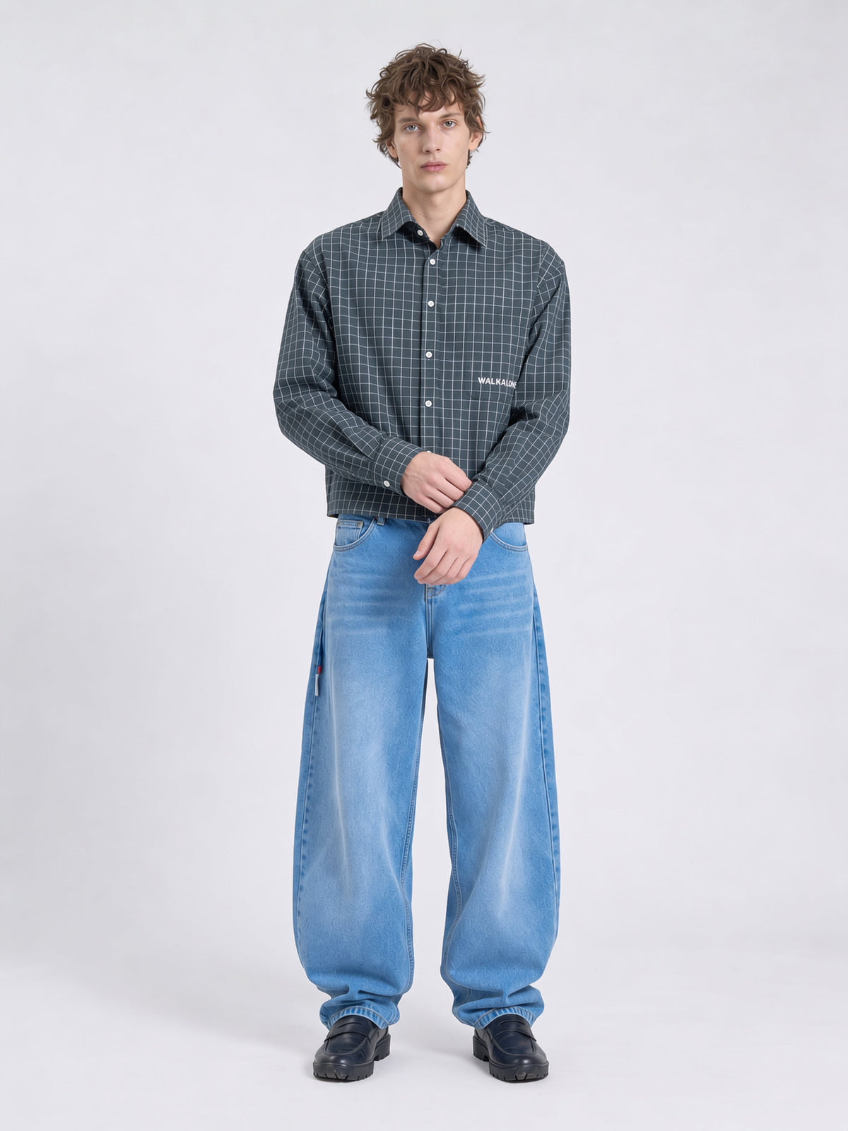 Off-Grid Cropped Shirt — Charcoal Green