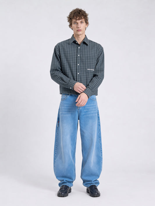 Off-Grid Cropped Shirt — Charcoal Green