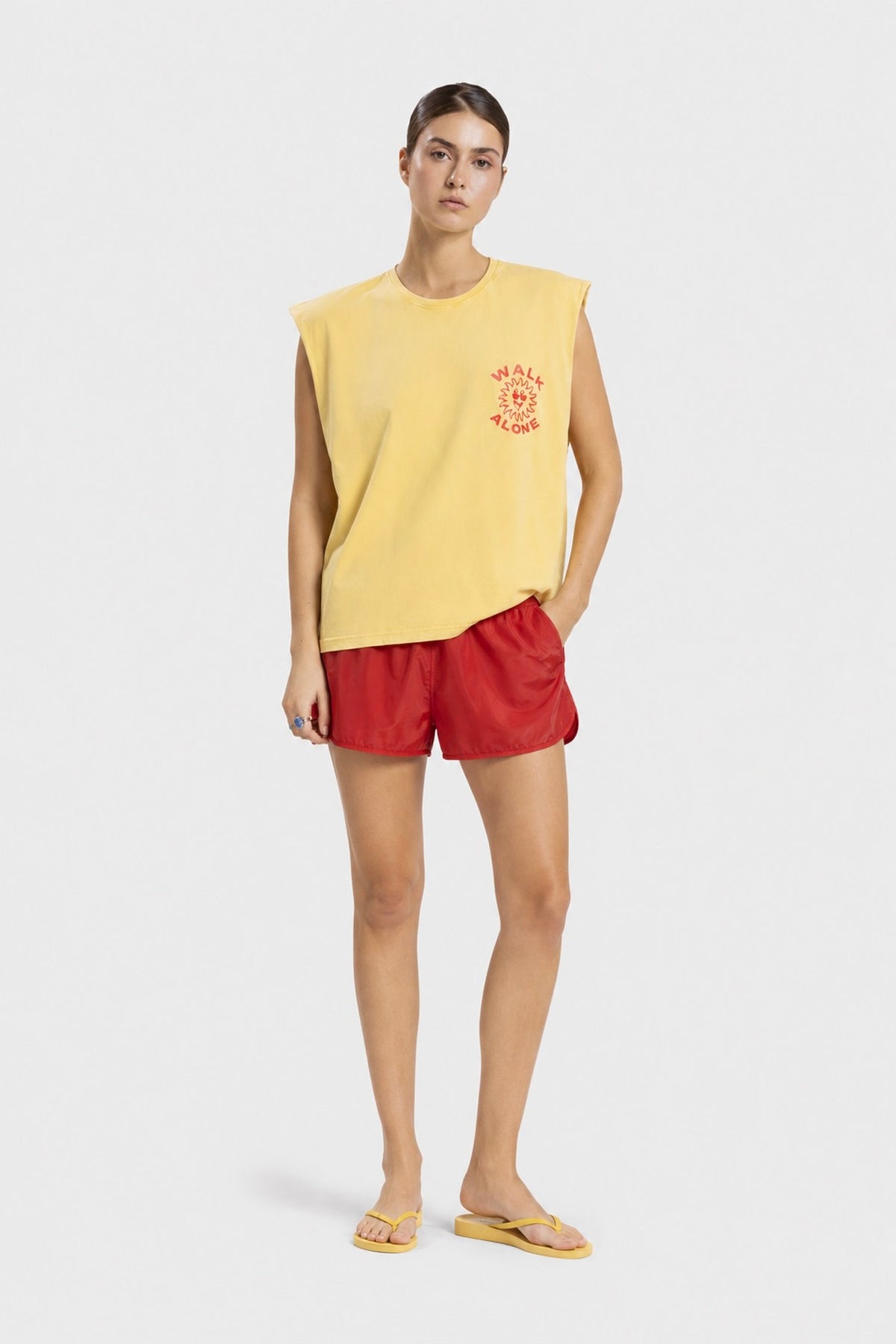 Own Light Sleeveless Tee -Washed-yellow