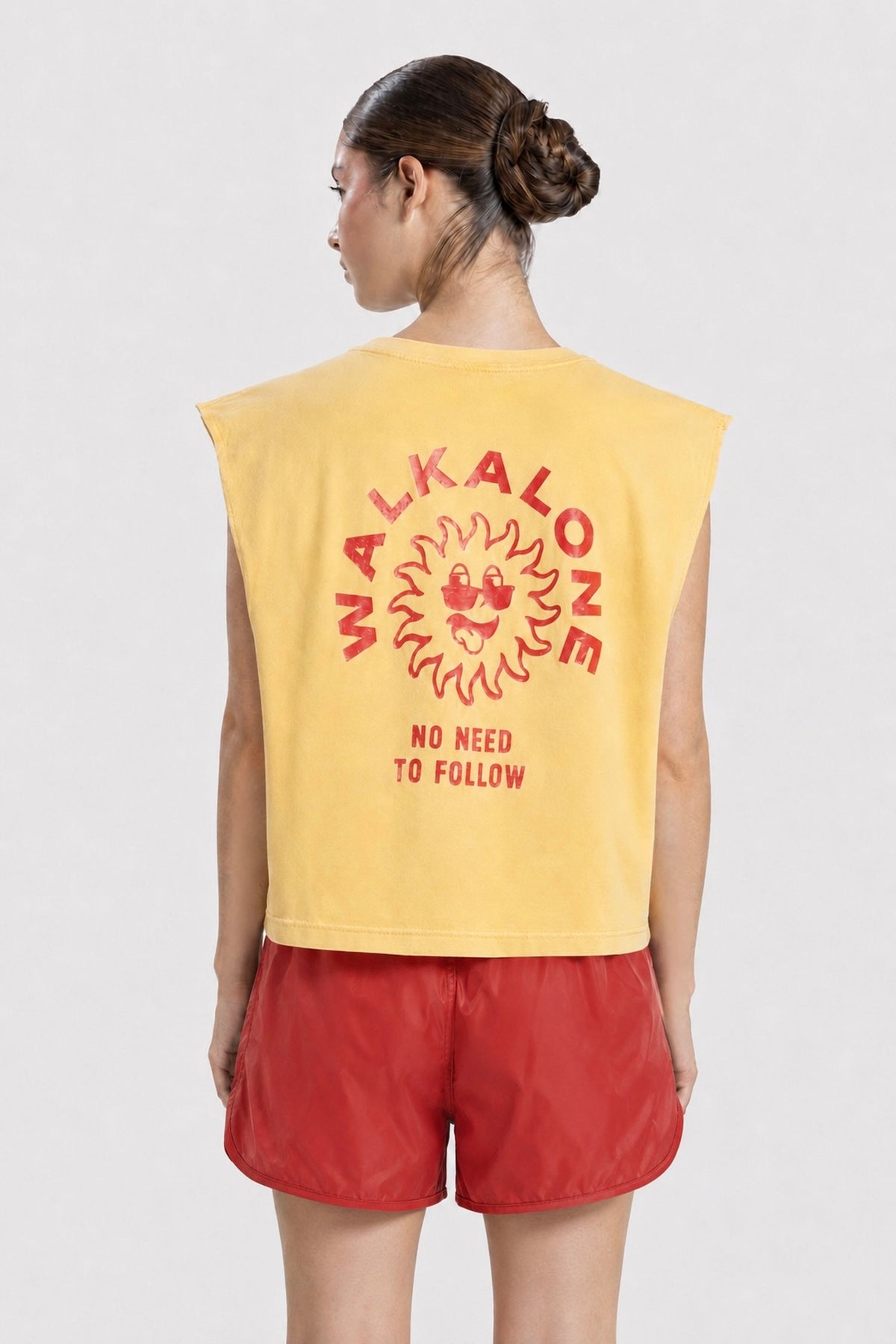 Own Light Sleeveless Tee -Washed-yellow