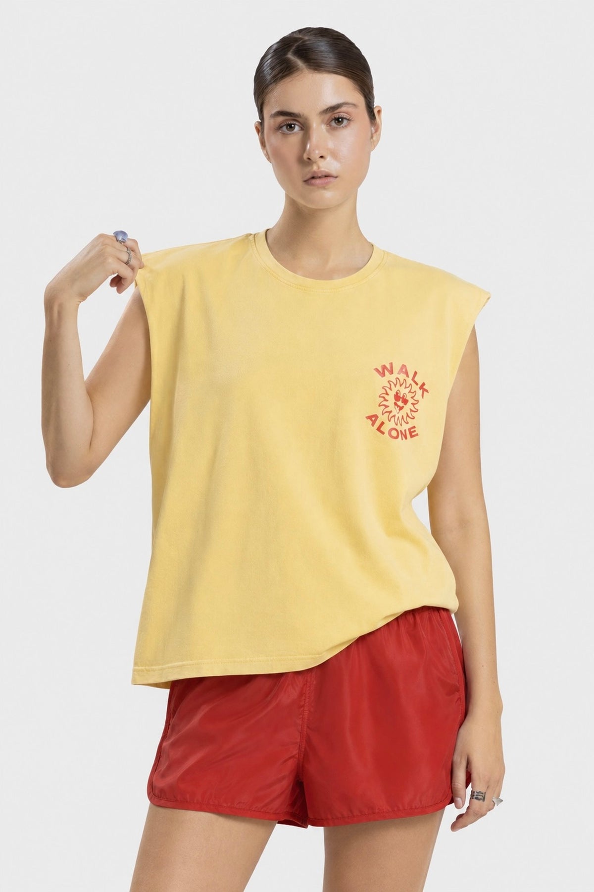 Own Light Sleeveless Tee -Washed-yellow
