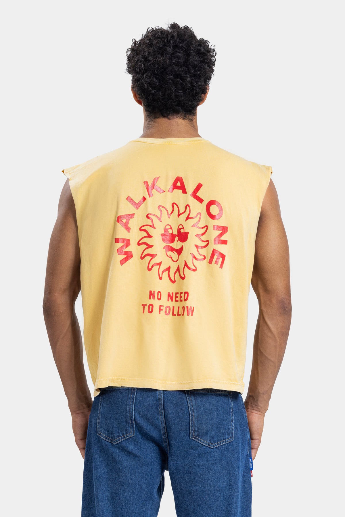 Own Light Sleeveless Tee -Washed-yellow