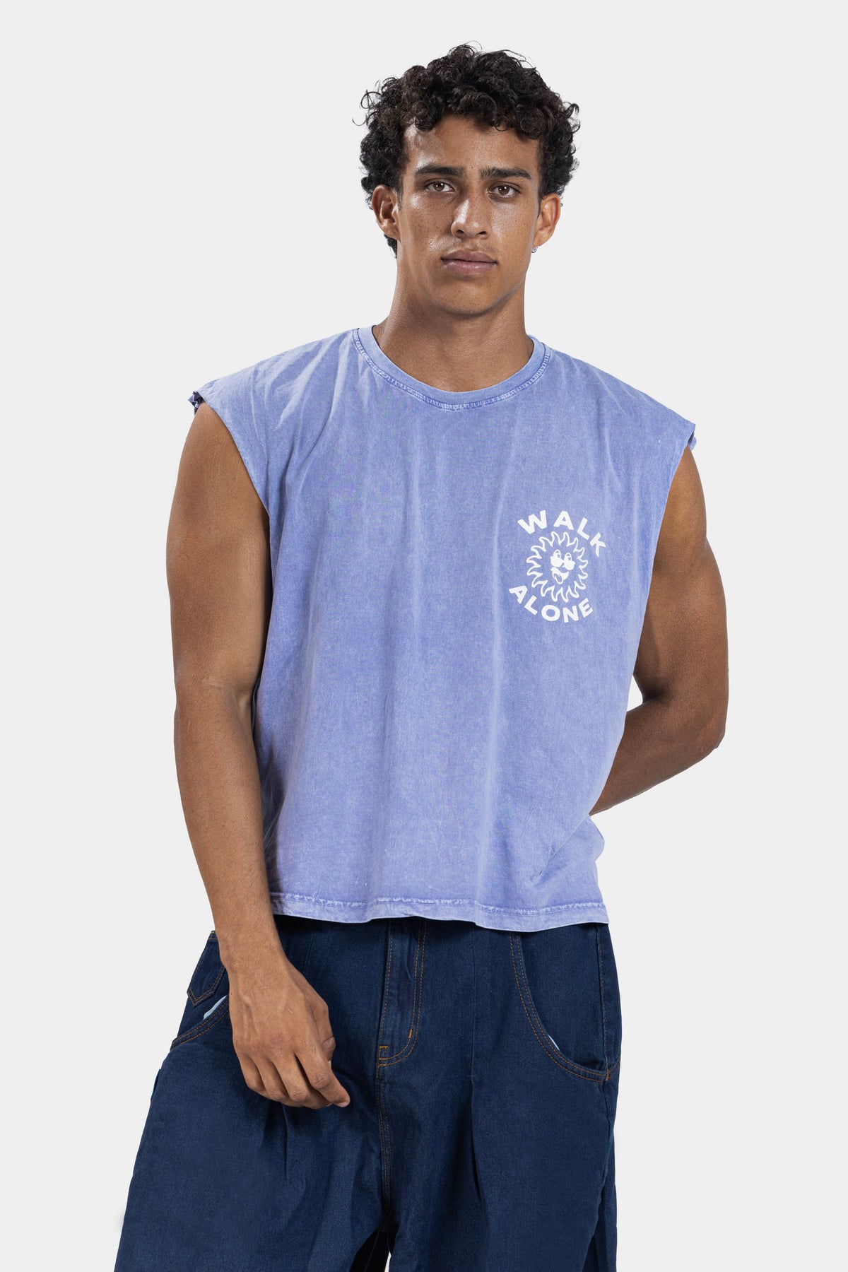 Own Light Sleeveless Tee -Washed Blue