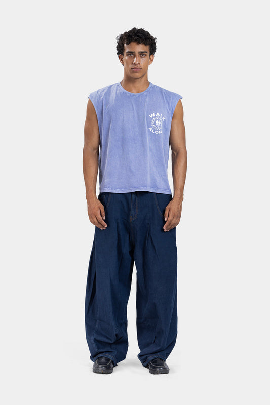 Own Light Sleeveless Tee -Washed Blue