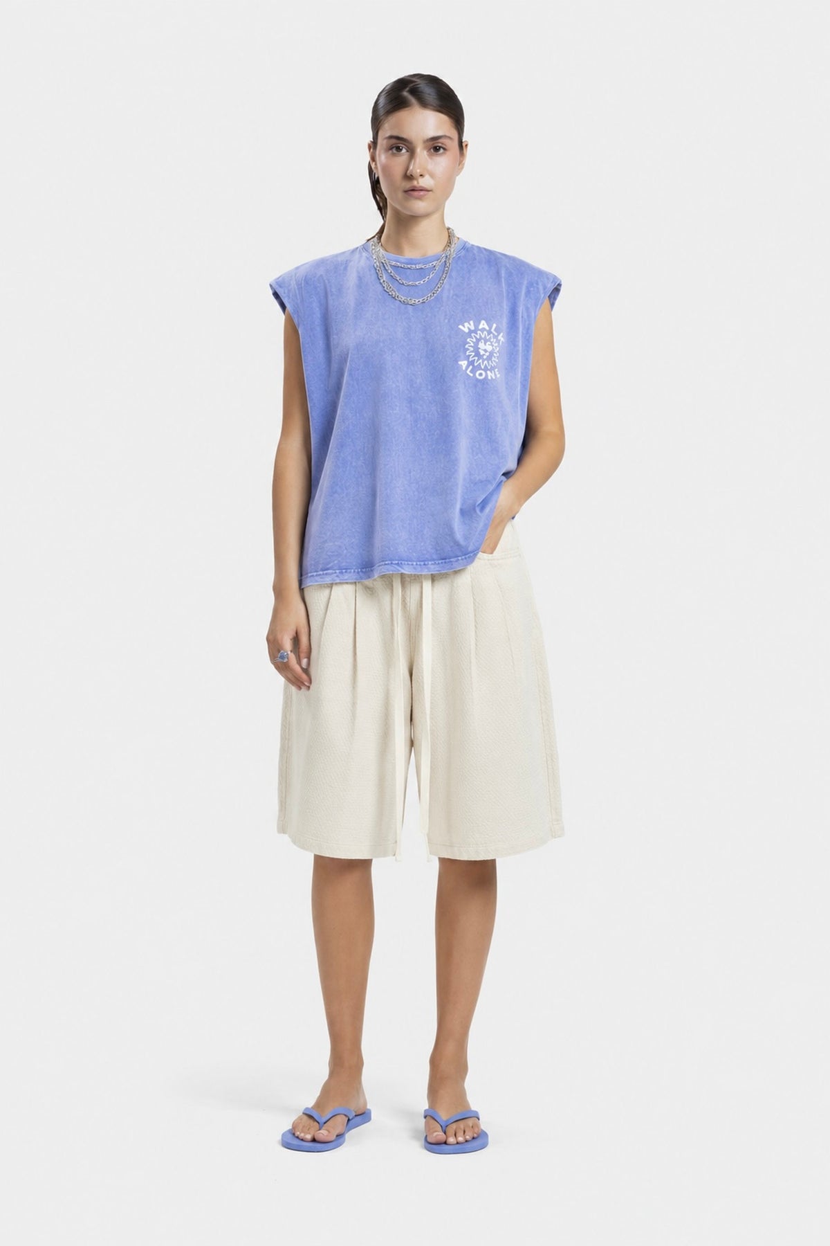 Own Light Sleeveless Tee -Washed Blue