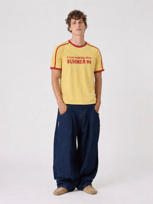 Summer ’90 Ringer Tee -Washed Yellow