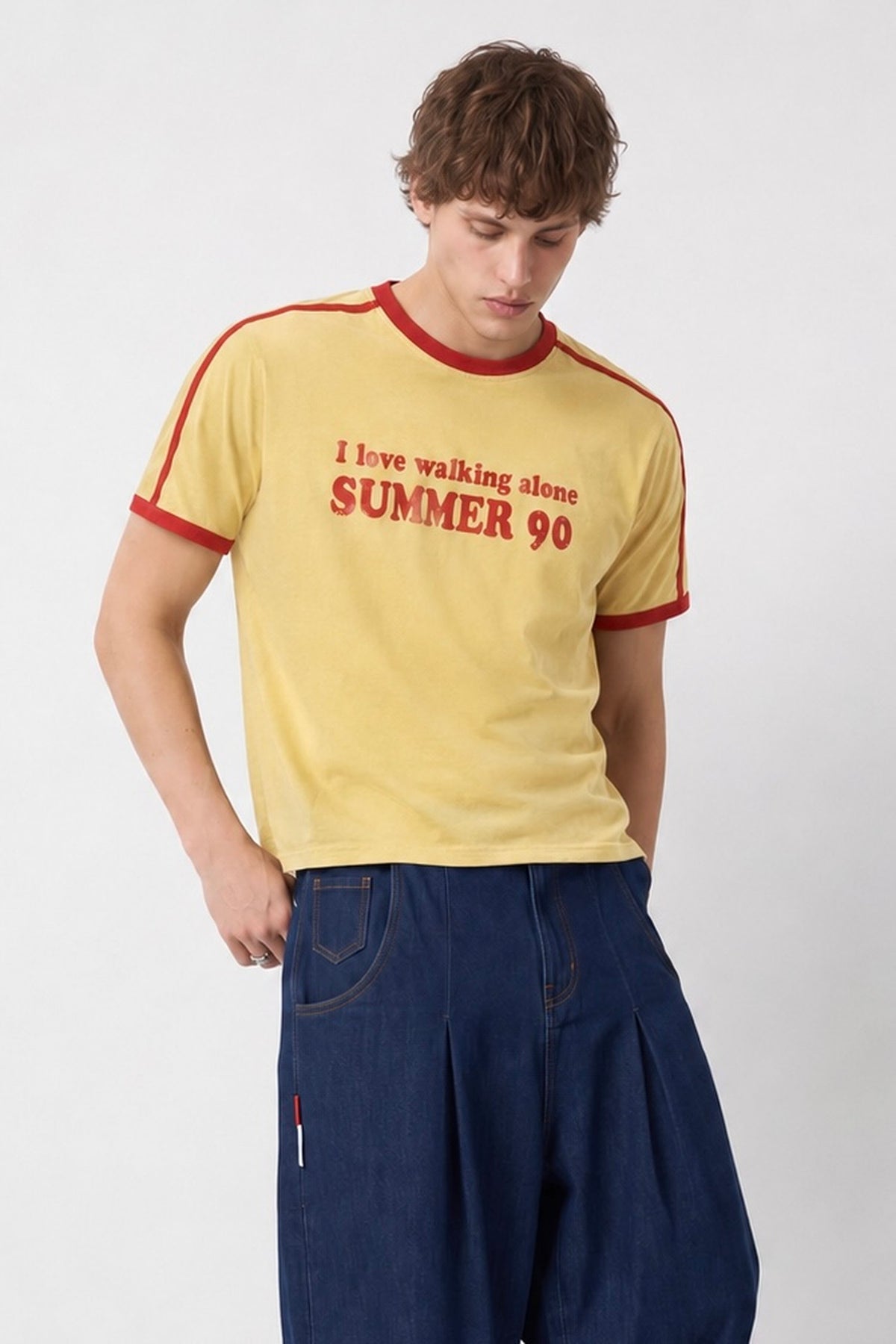 Summer ’90 Ringer Tee -Washed Yellow