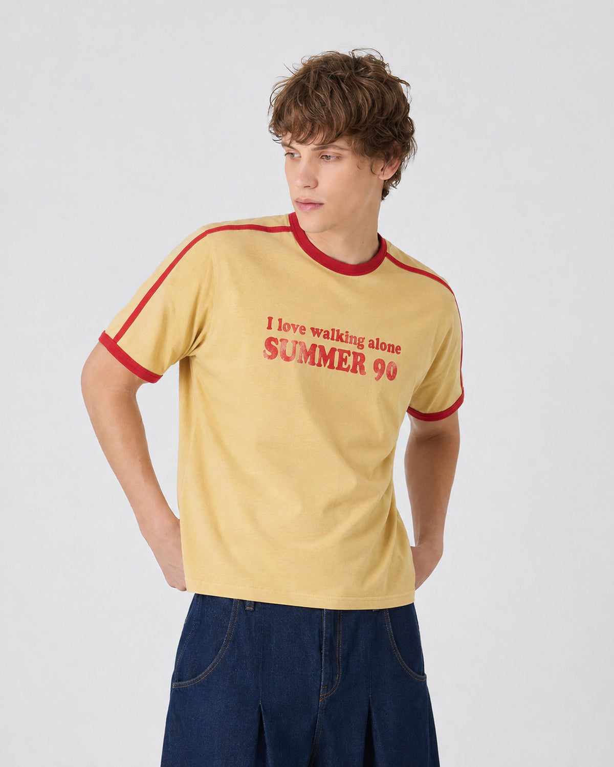 Summer ’90 Ringer Tee -Washed Yellow