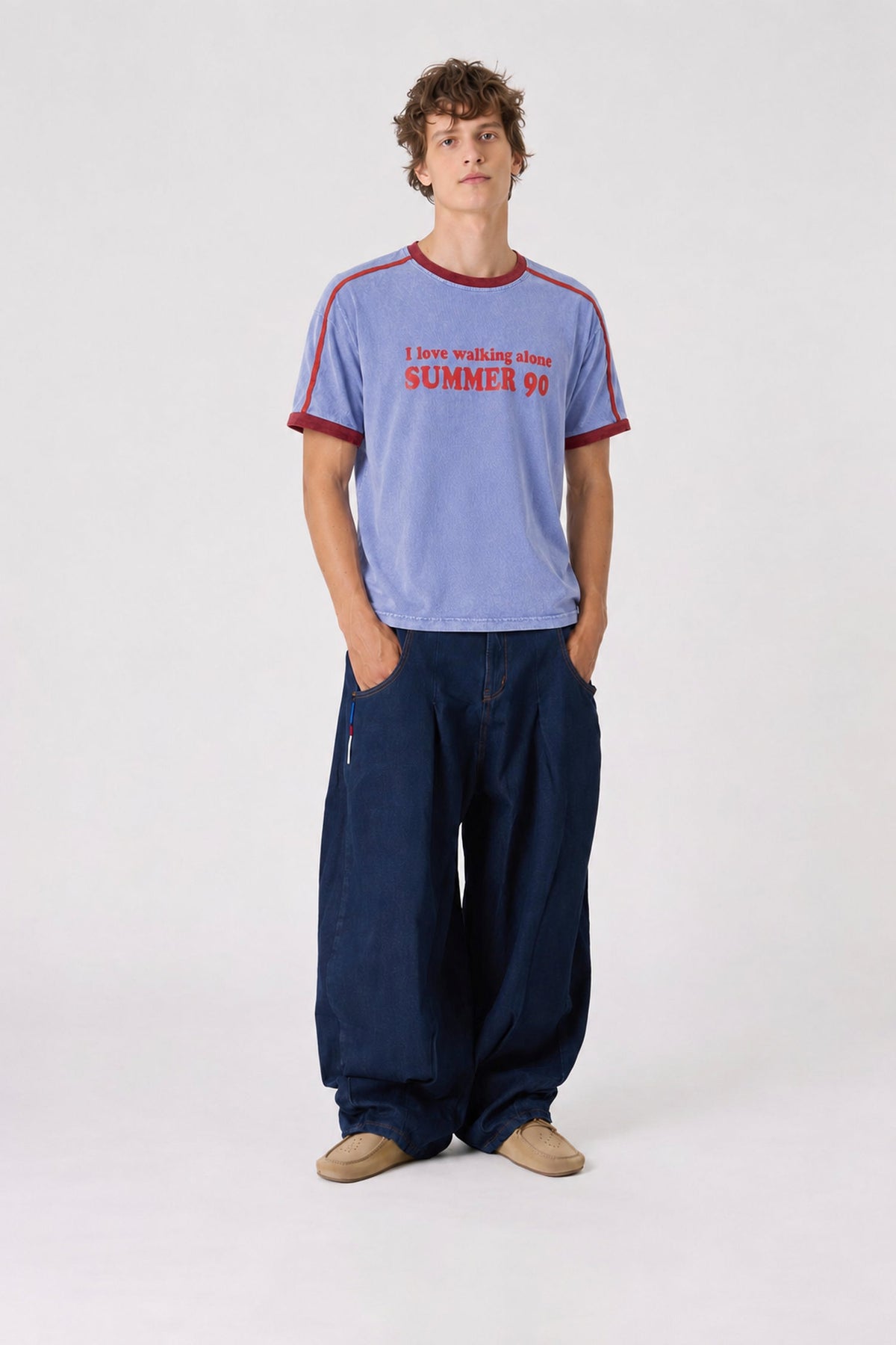 Summer ’90 Ringer Tee -Washed lavender blue