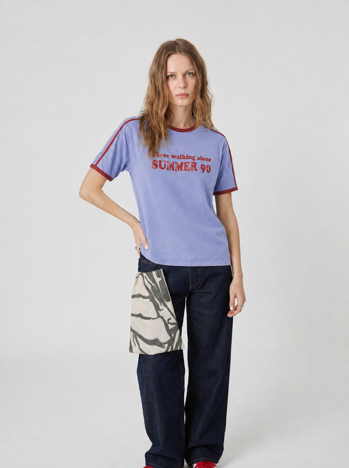 Summer ’90 Ringer Tee -Washed lavender blue