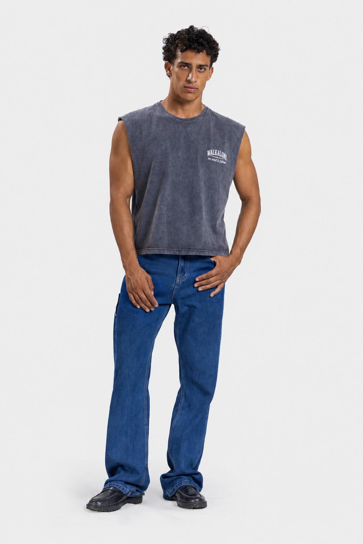 Unbound Eagle Sleeveless Tee -Washed grey
