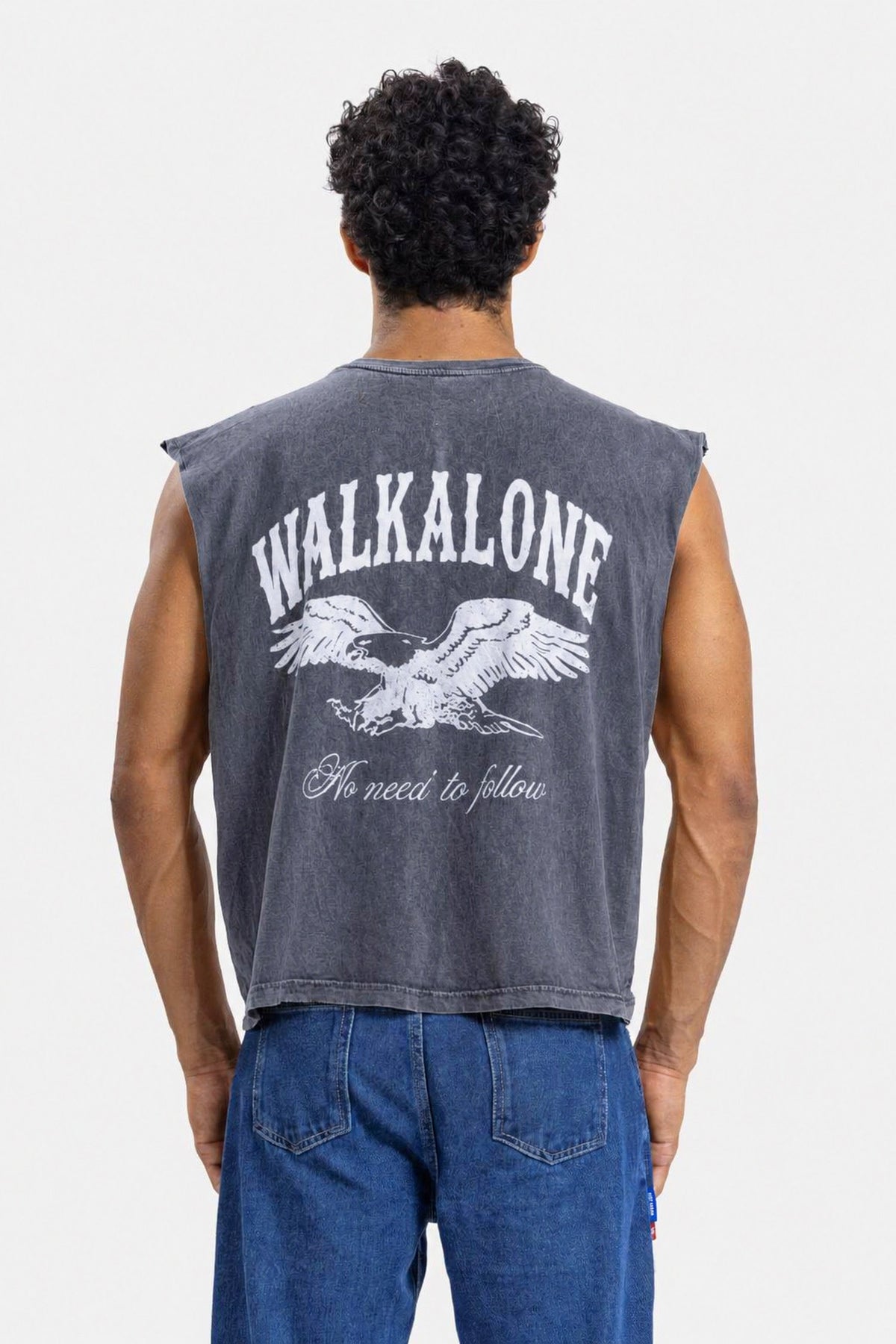 Unbound Eagle Sleeveless Tee -Washed grey