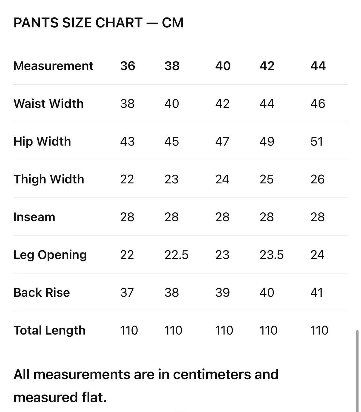 Size Chart