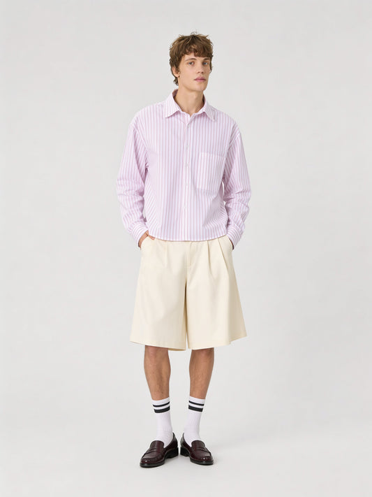 Break the Line Cropped Shirt — Pink Stripe