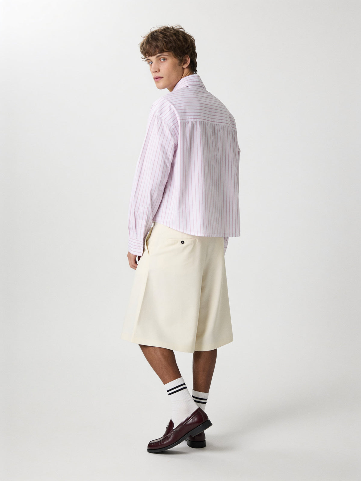 Break the Line Cropped Shirt — Pink Stripe